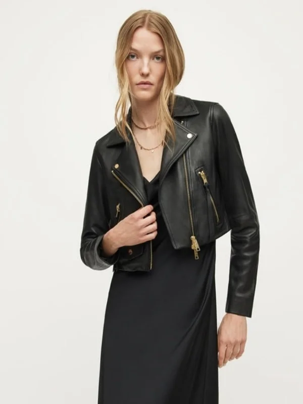 Womens Black Slim Fit Biker Jacket