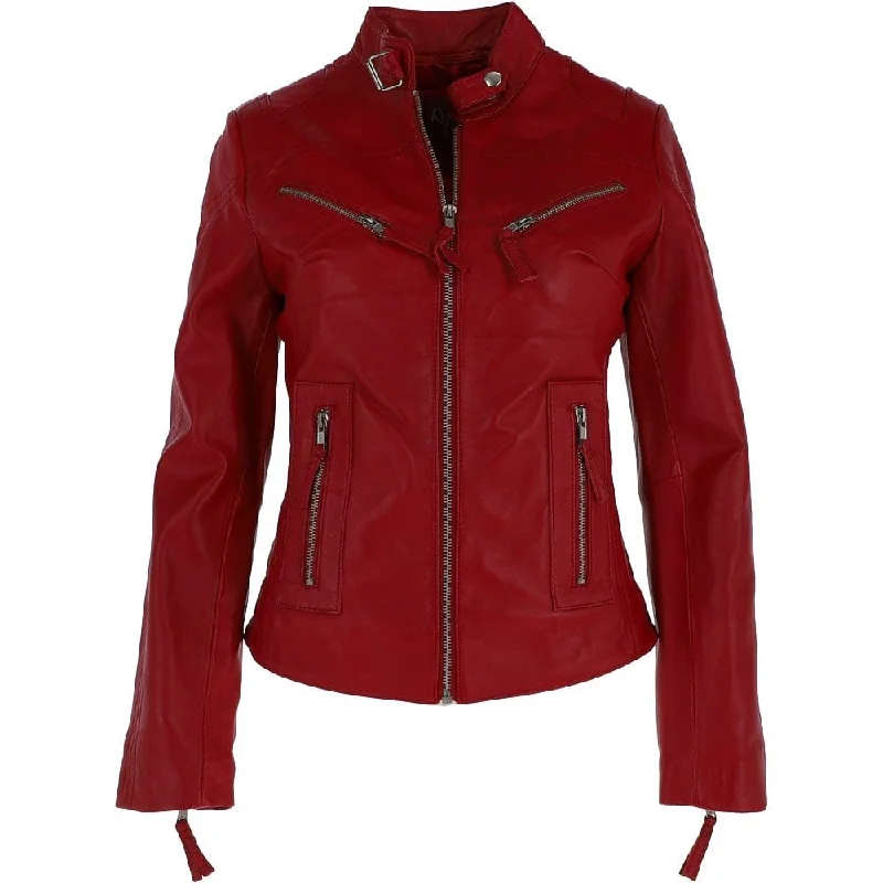 Women's Cafe Racer Real Leather Jacket