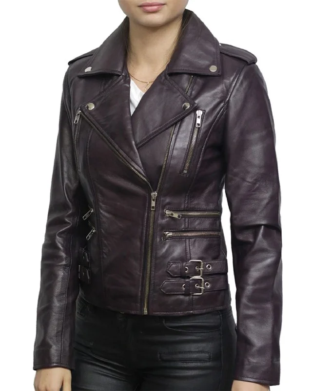 Women's Purple Designer Biker Jacket