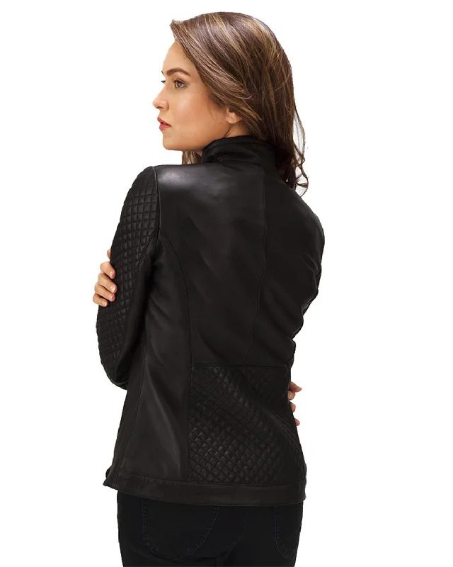 Women's Quilted Designer Black Leather Jacket