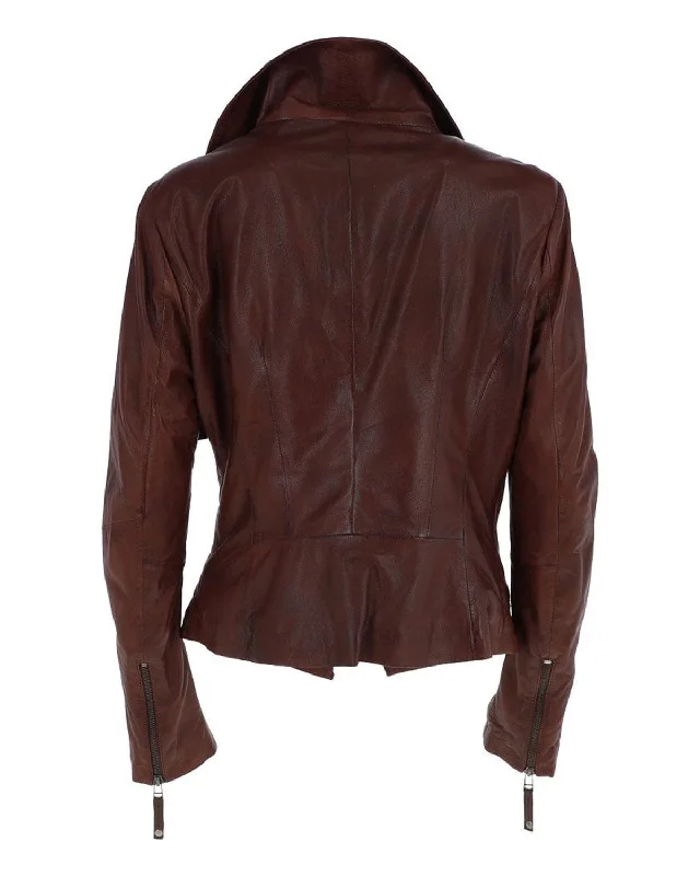 Women's Stylish Brown Biker Leather Jacket