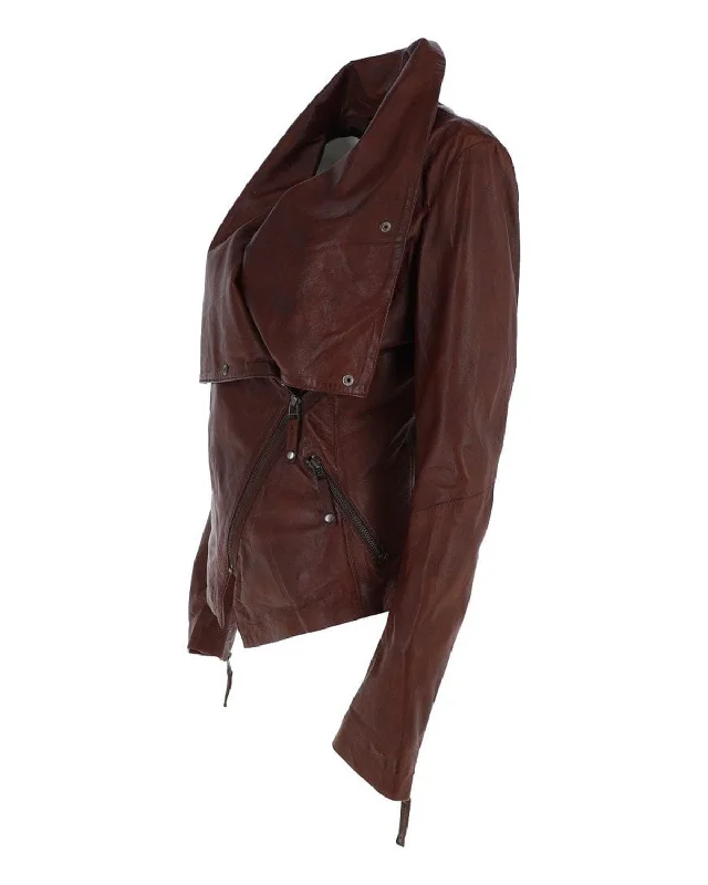 Women's Stylish Brown Biker Leather Jacket