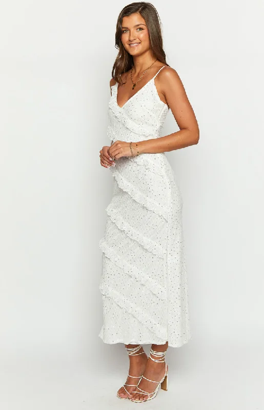 Hudson White Ruffle Maxi Dress