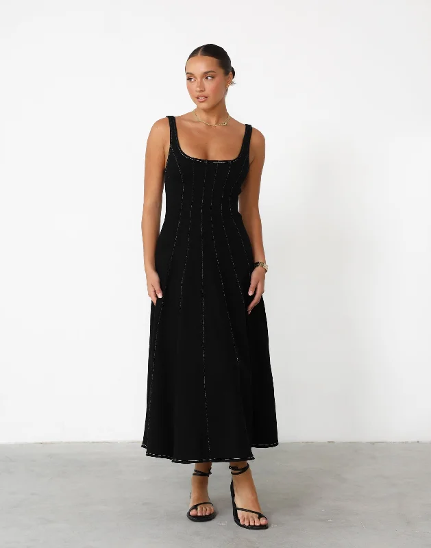 Kella Denim Maxi Dress (Black)