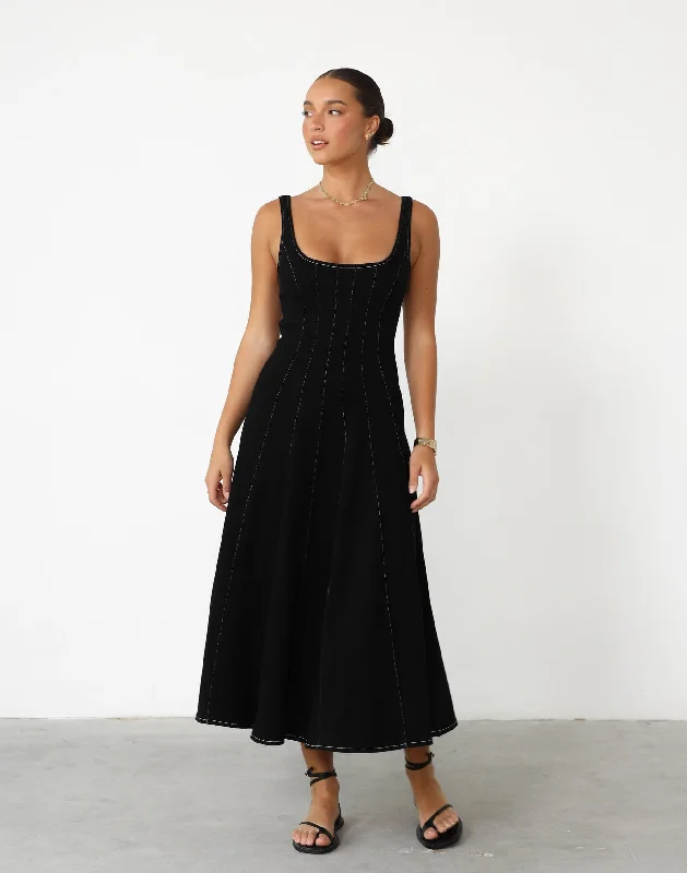 Kella Denim Maxi Dress (Black)