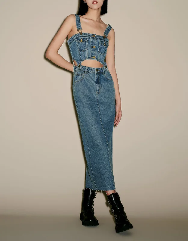 2 In 1 Denim Pinafore Dress