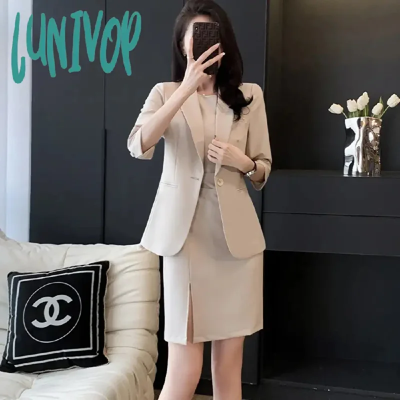 Lunivop Women Spring and Summer New Senior Sense of Suit Dress Temperament High-end Goddess Model Formal Professional Suit Work Clothes