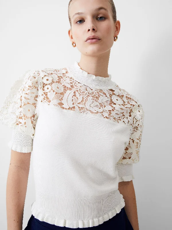 Crochet Lace Mix Knit Top