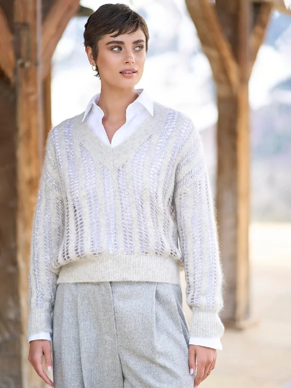 Open Knit Paillette Sweater