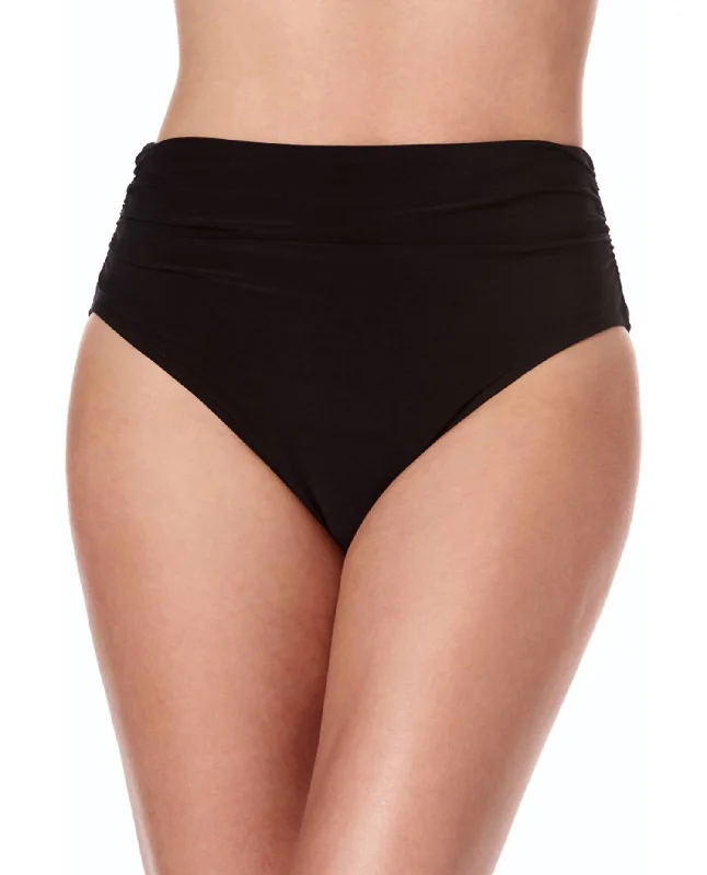 Jersey Brief Shirred Tankini Bottom In Black