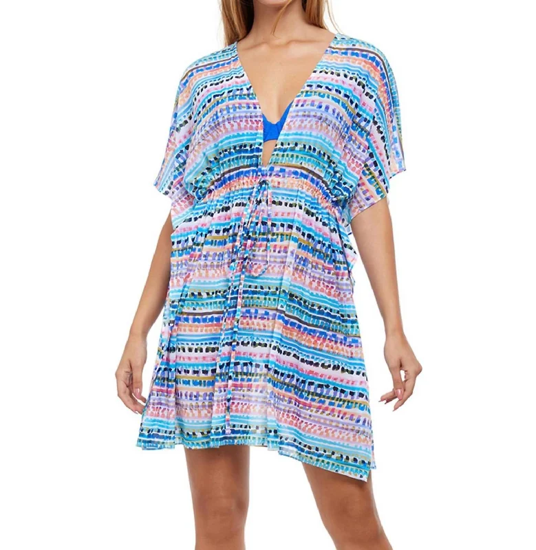 V-Neck Mesh Tunic Cover Up In Spritz