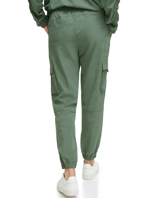 DKNY Women Green Solid Oversized Trouser