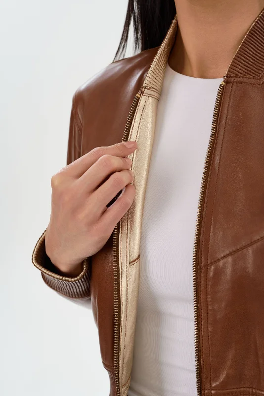 KORDELLA | Reversible Leather Bomber Jacket