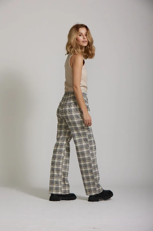 Maya Pant - Grey Plaid print