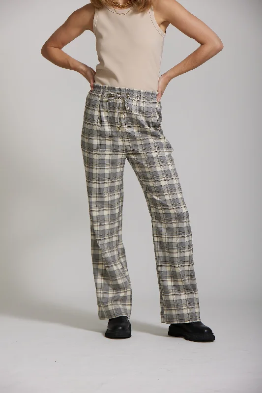 Maya Pant - Grey Plaid print