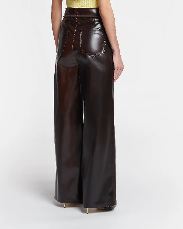 Sato - Belted Alt Vintage Leather Pants - Dark Brown