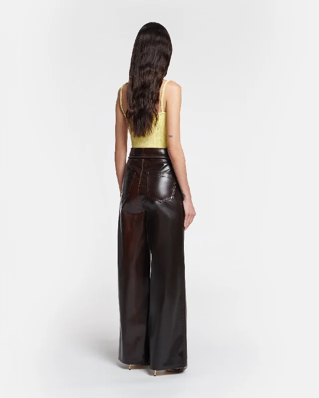 Sato - Belted Alt Vintage Leather Pants - Dark Brown