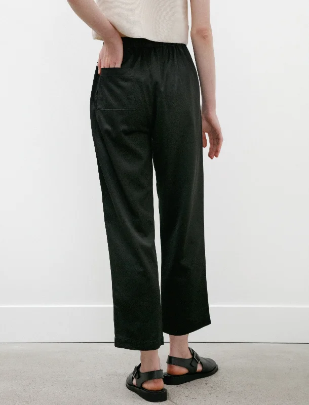 Elastic Waistband Pants Satin Black