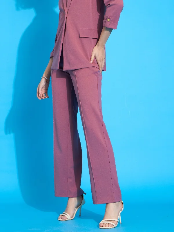 Women Pink Front Darted Pants