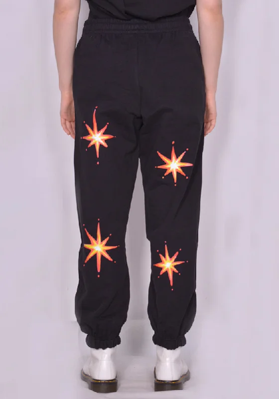 SKY HIGH FARM SHF03P032 UNISEX ALLY BO FIREWORK SWEATPANTS BLACK