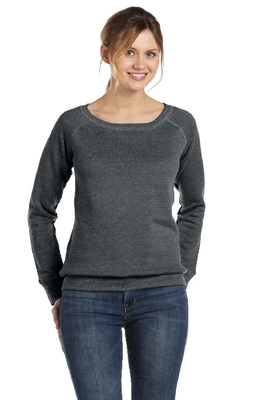 Bella + Canvas Womens Sponge Fleece Wide Neck Sweatshirt - Solid Black