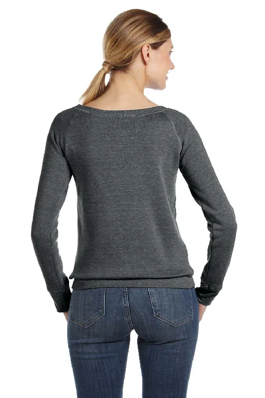 Bella + Canvas Womens Sponge Fleece Wide Neck Sweatshirt - Solid Black