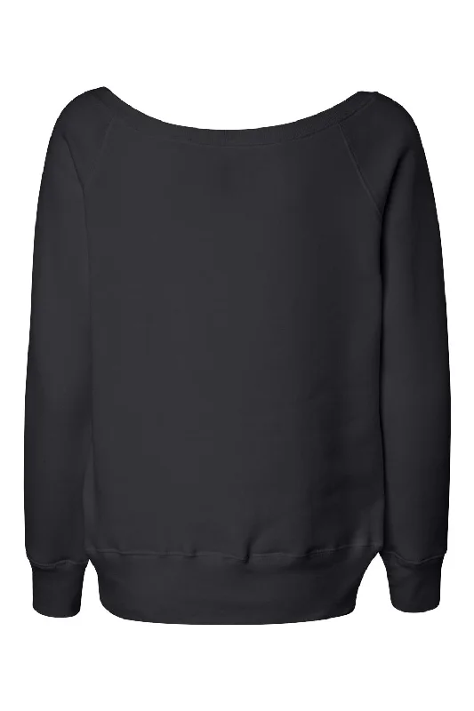 Bella + Canvas Womens Sponge Fleece Wide Neck Sweatshirt - Solid Black