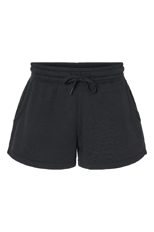 Independent Trading Co. Womens California Wave Wash Fleece Shorts w/ Pockets - Black - NEW