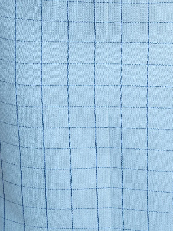 Windowpane Check Straight Skirt - Light Blue