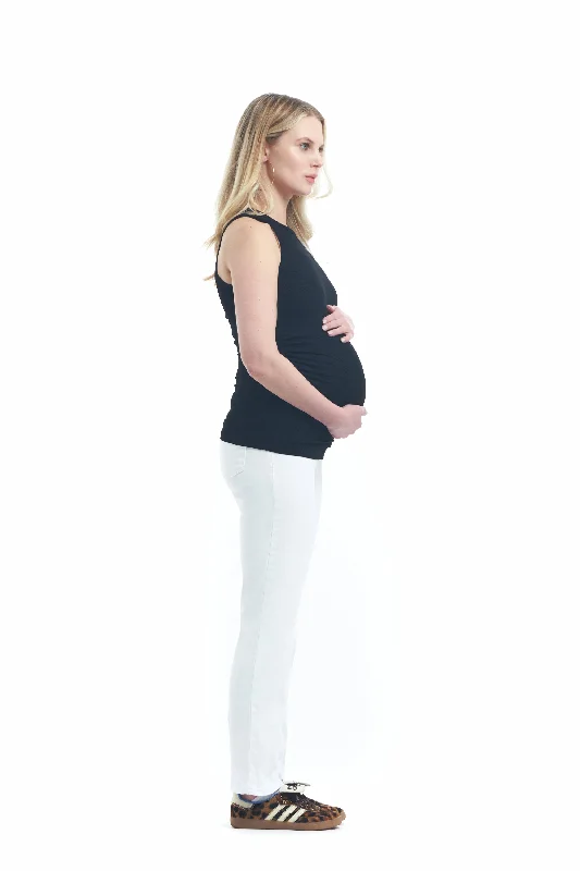 Maternity Straight with Bellyband in White