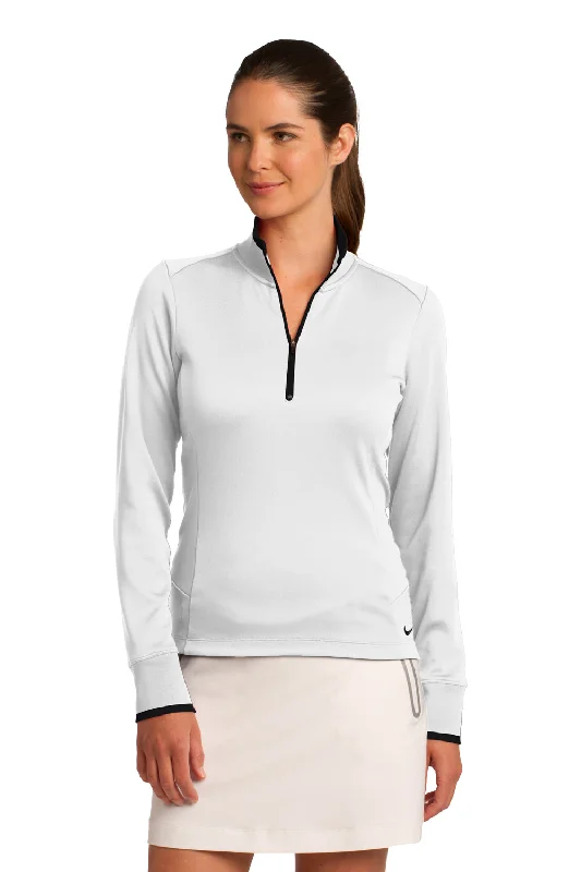 Nike Womens Dri-Fit Moisture Wicking 1/4 Zip Sweatshirt - White/Black