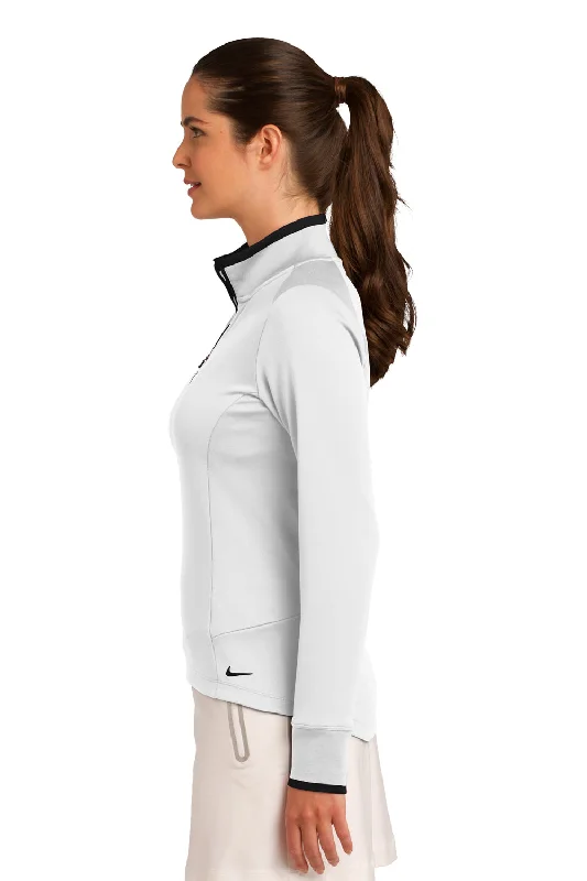 Nike Womens Dri-Fit Moisture Wicking 1/4 Zip Sweatshirt - White/Black