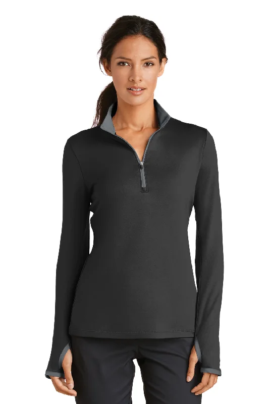 Nike Womens Dri-Fit Moisture Wicking 1/4 Zip Sweatshirt - Black/Dark Grey