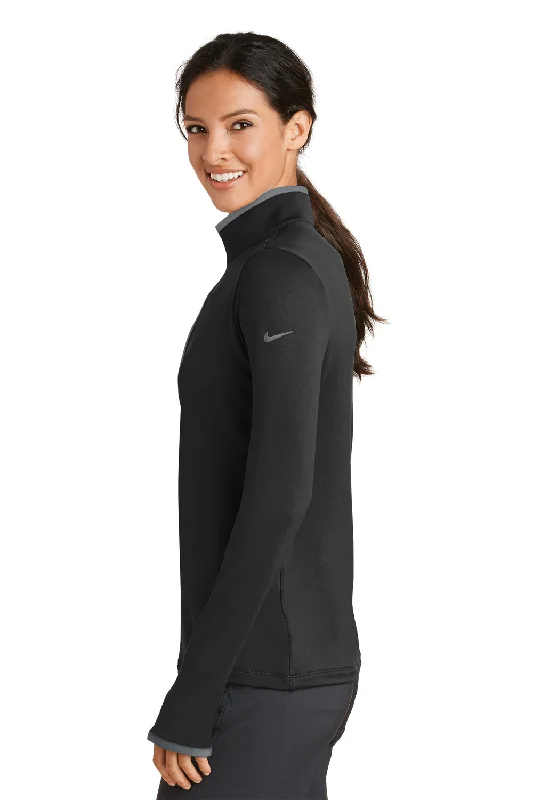 Nike Womens Dri-Fit Moisture Wicking 1/4 Zip Sweatshirt - Black/Dark Grey