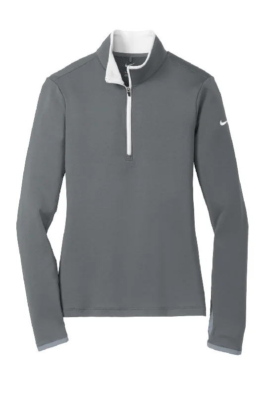 Nike Womens Dri-Fit Moisture Wicking 1/4 Zip Sweatshirt - Dark Grey/White