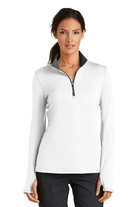 Nike Womens Dri-Fit Moisture Wicking 1/4 Zip Sweatshirt - White/Dark Grey