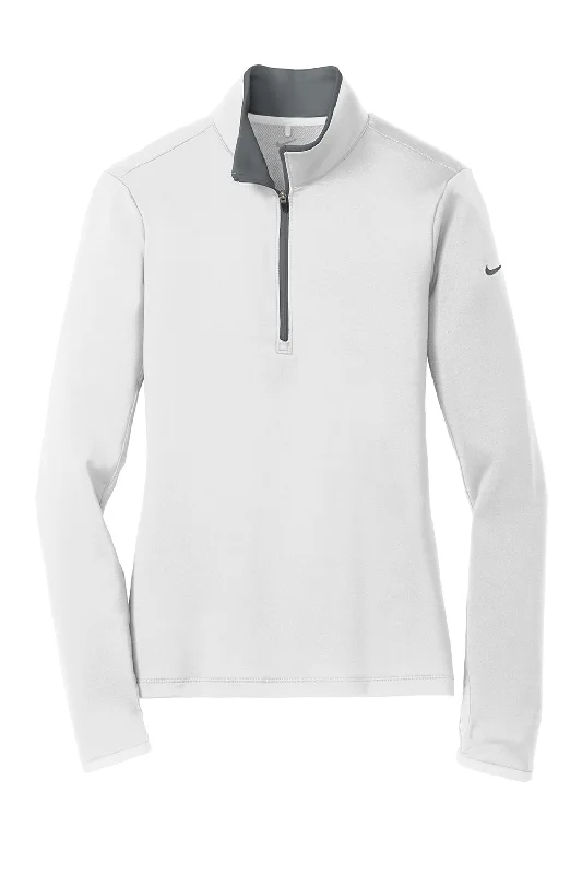 Nike Womens Dri-Fit Moisture Wicking 1/4 Zip Sweatshirt - White/Dark Grey