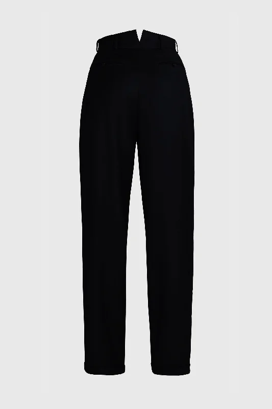 Poppy Flower Trousers - Embroidered Black Wool