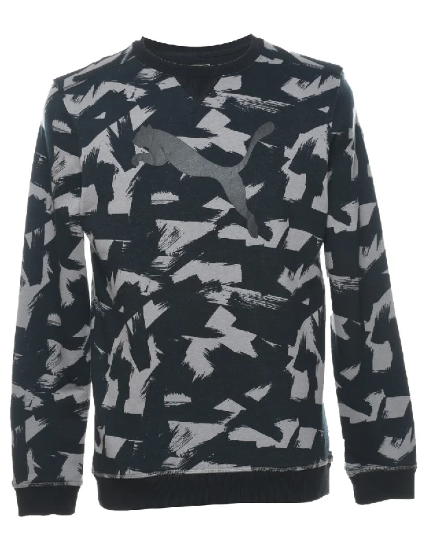 Puma Printed Black & Grey Sweatshirt - S