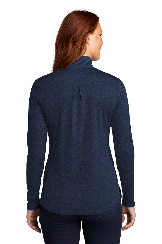 Sport-Tek Womens Endeavor Moisture Wicking 1/4 Zip Sweatshirt - Heather Dark Royal Blue