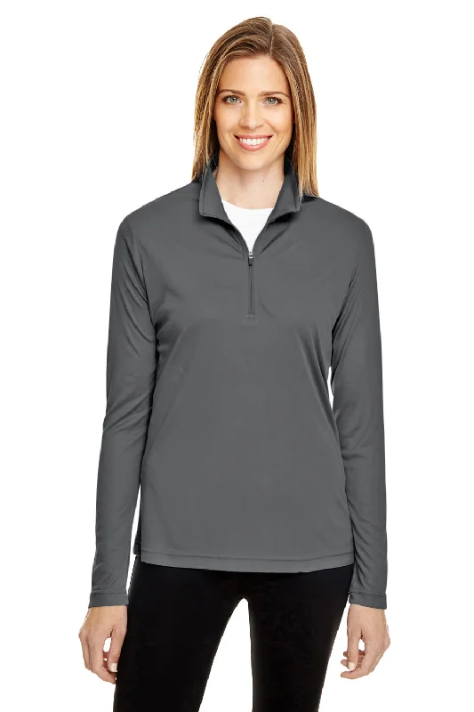 Team 365 Womens Zone Performance Moisture Wicking 1/4 Zip Sweatshirt - Graphite Grey