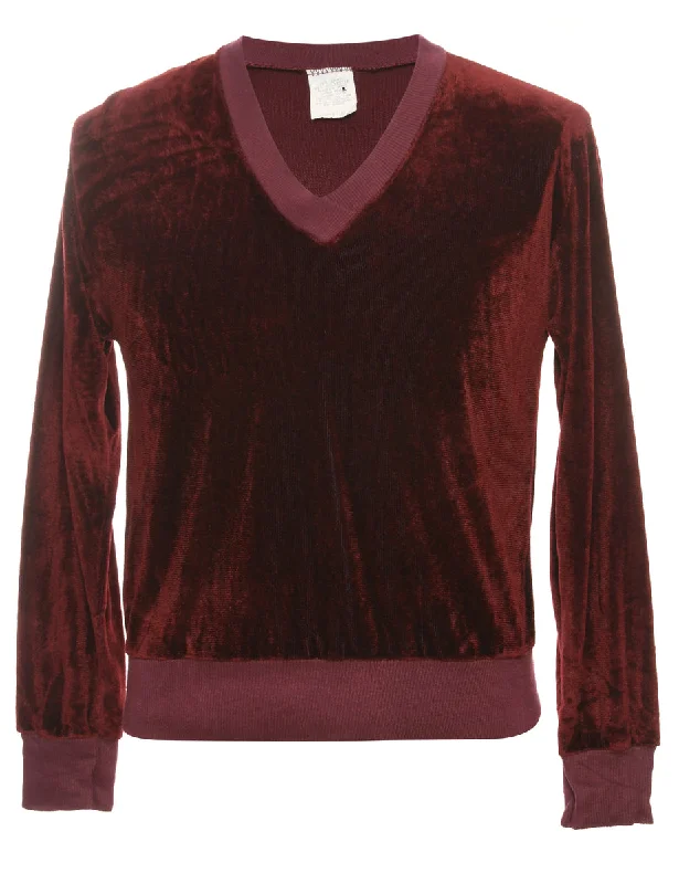 Velvet Plain Sweatshirt - S