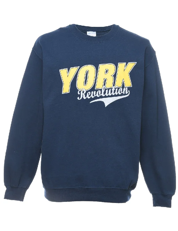 York Revolution Navy & Yellow  Printed Sweatshirt - M