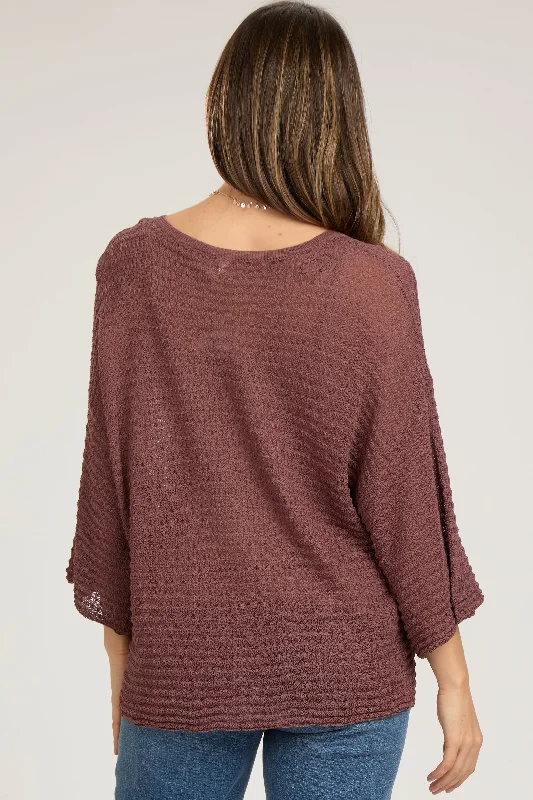 Burgundy Knit Maternity Short Sleeve Top