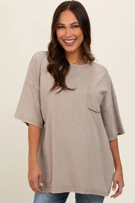 Grey Faded Wash Maternity Short Sleeve Top