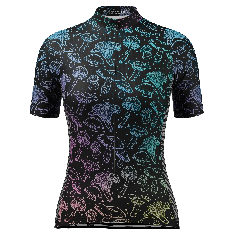 Women's Holographic Mushrooms Short Sleeve Cycling Jersey