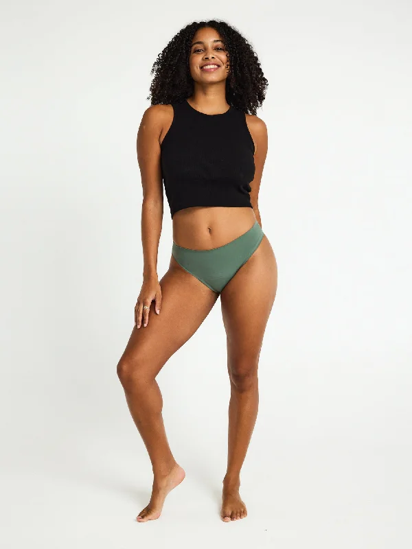 Au Naturel Seamfree Bikini Moderate-Heavy Oasis Green Low-rise bikini bottom, Comfortable, Sexy, Trendy