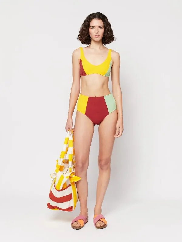 Color Block Terry Bikini Bottom Woman Cross-back bikini, Sexy, Comfortable, Stylish