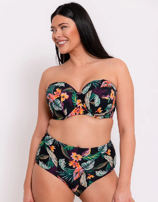 Curvy Kate Cuba Libre Bandeau Strapless Multiway Bikini Top Print Mix Bikini with tie-back, Adjustable, Sexy, Comfortable