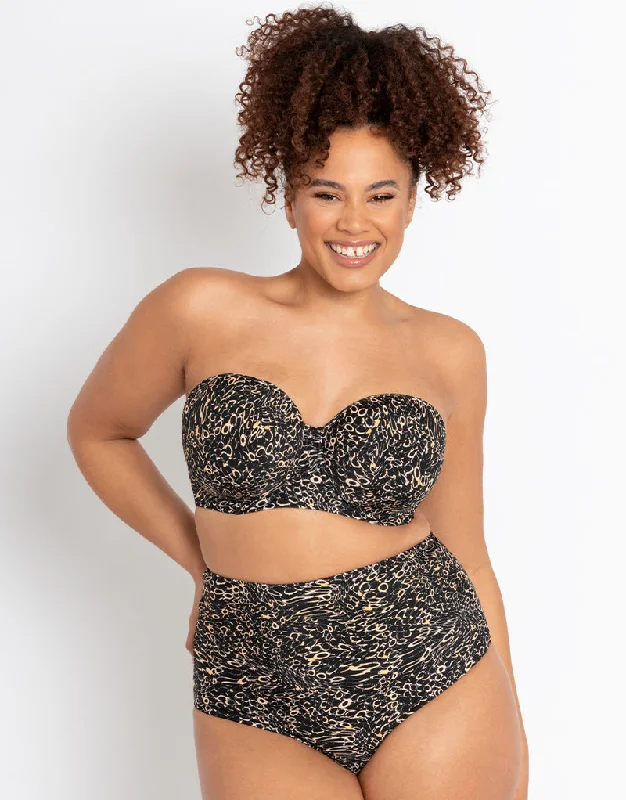 Curvy Kate Eclipso Bandeau Strapless Multiway Bikini Top Print Mix Bikini with tassel details, Chic, Fun, Sexy